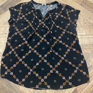 Sonoma Black Blouse with Floral Print